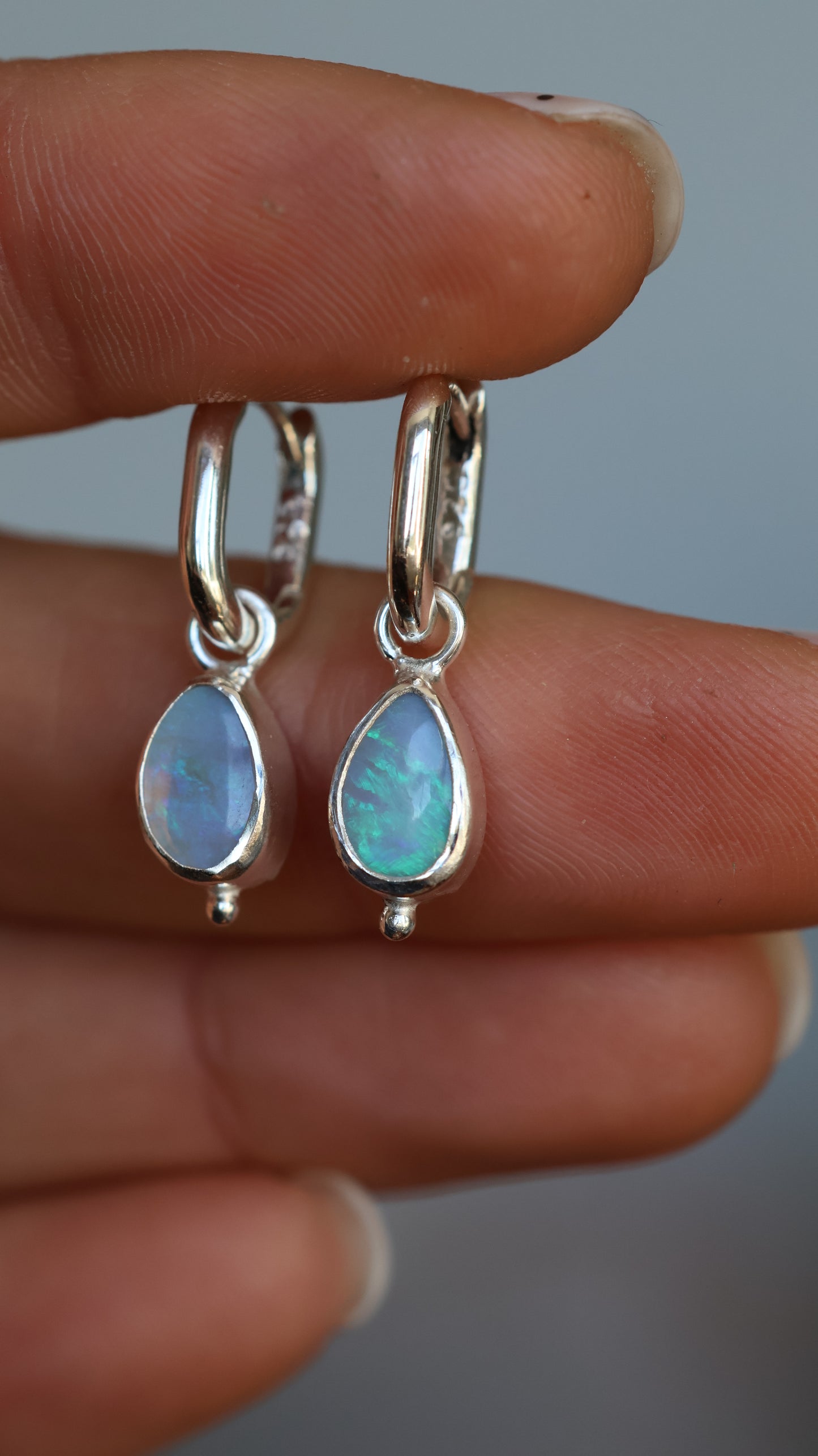 Lightning Ridge Opal Hoops