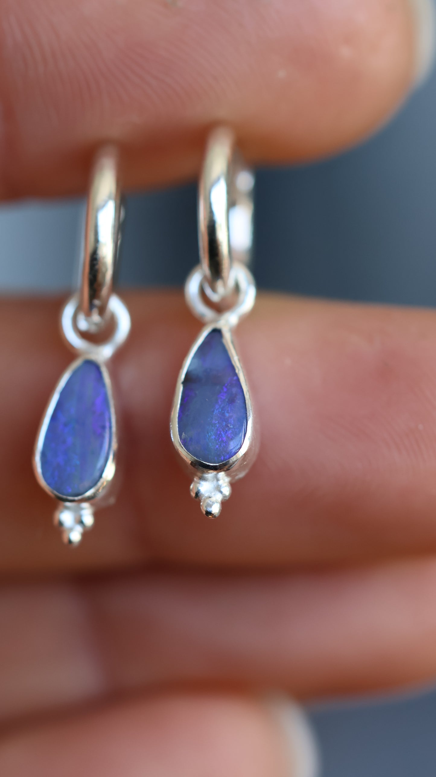 Boulder Opal Hoops