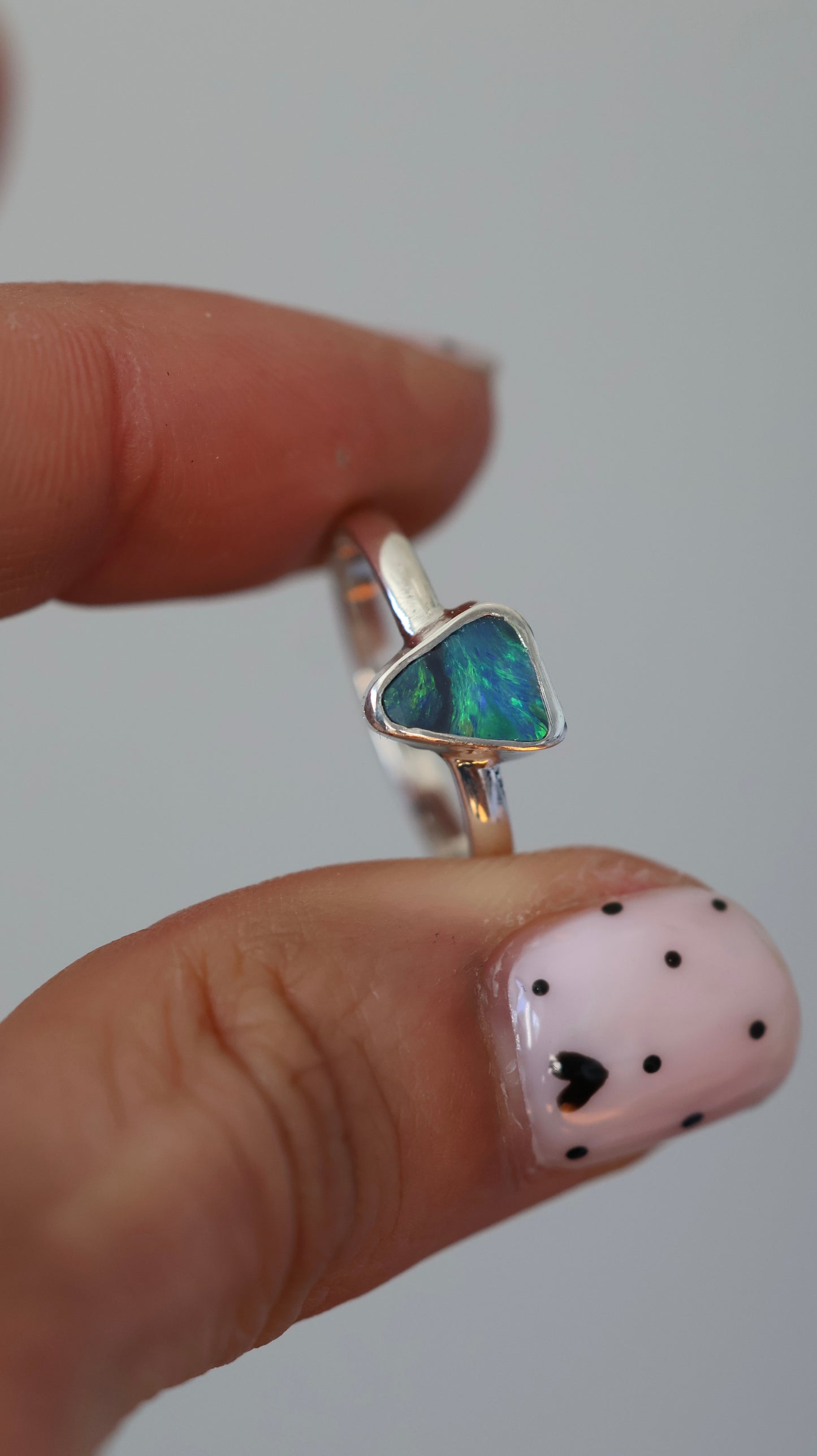 Solid Lightning Ridge Opal Ring (size 7.5)