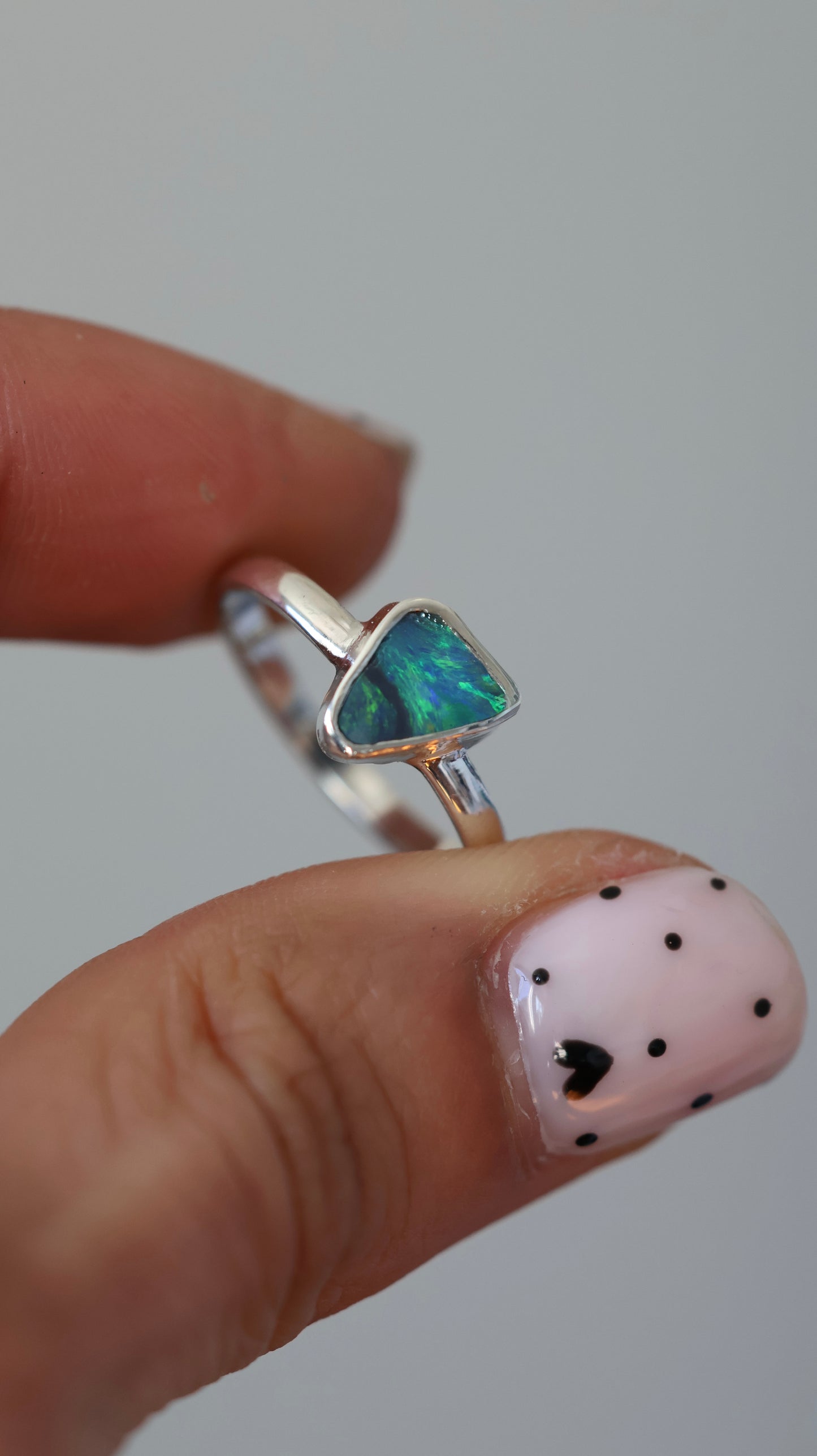 Solid Lightning Ridge Opal Ring (size 7.5)