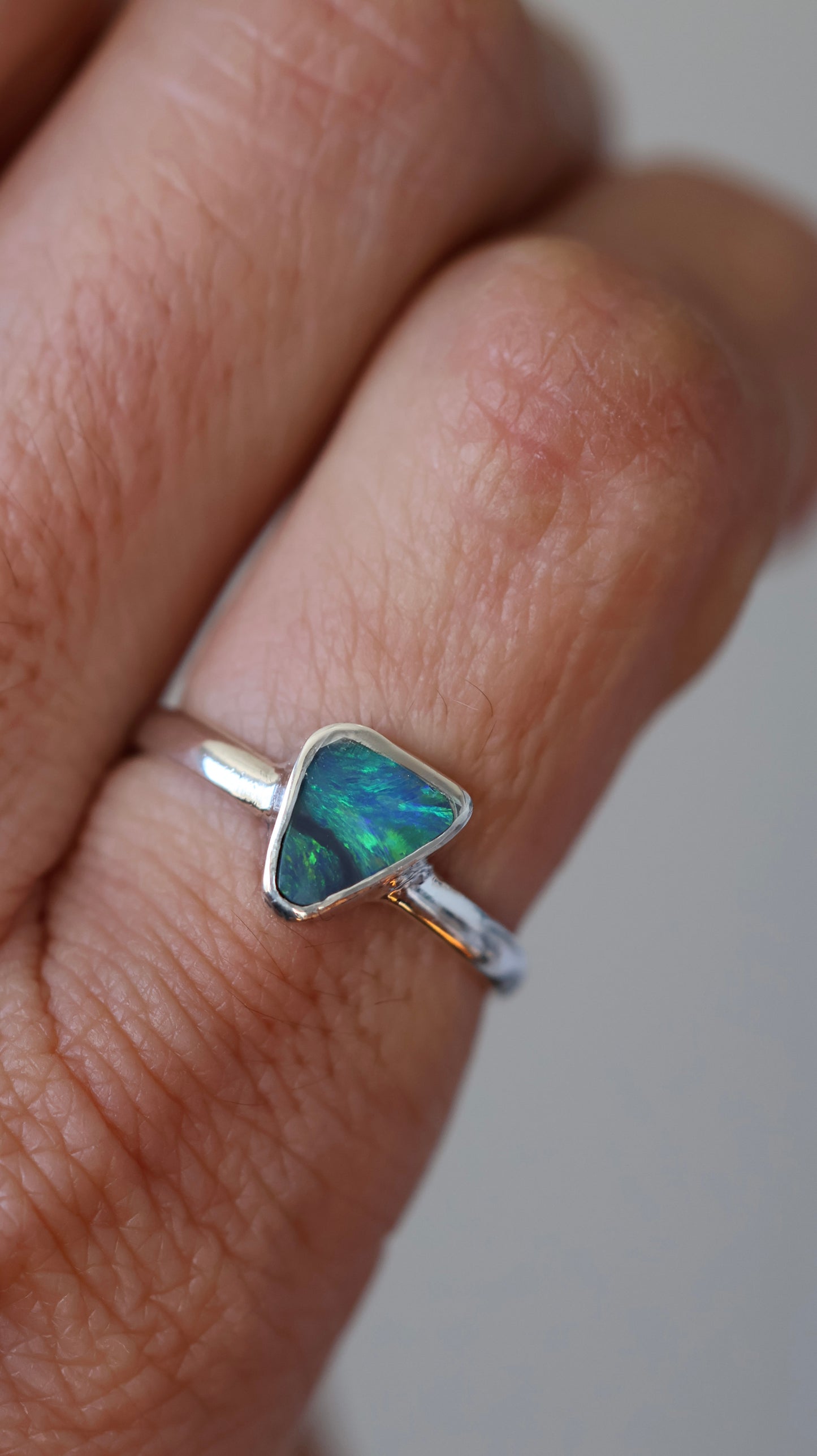 Solid Lightning Ridge Opal Ring (size 7.5)