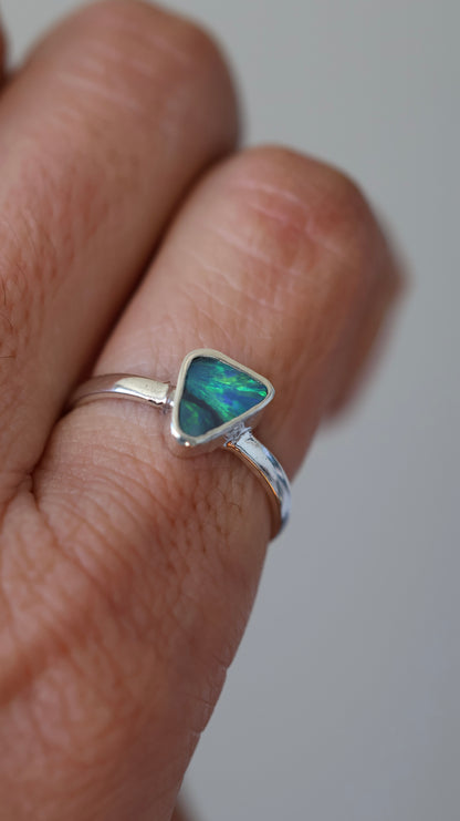 Solid Lightning Ridge Opal Ring (size 7.5)