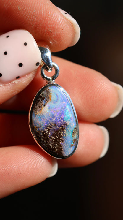 Solid Boulder Opal Pendant