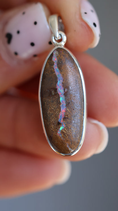 Solid Boulder Opal Pendant