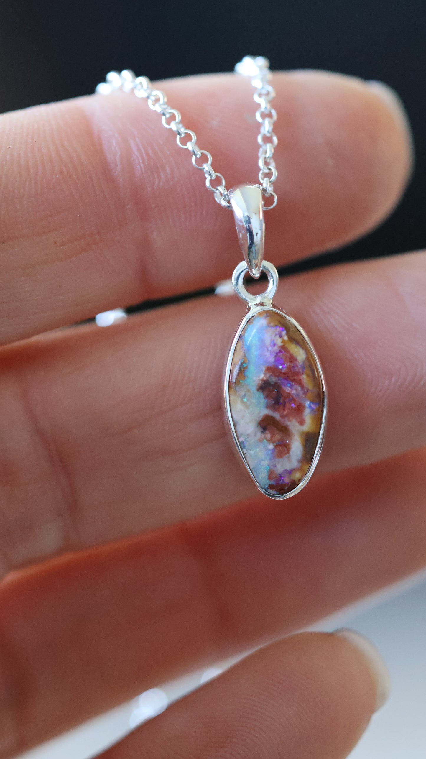 solid boulder opal pendant