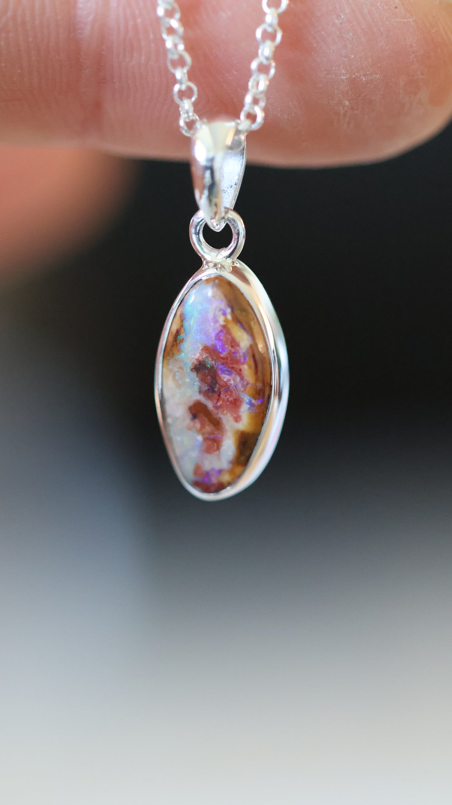 solid boulder opal pendant