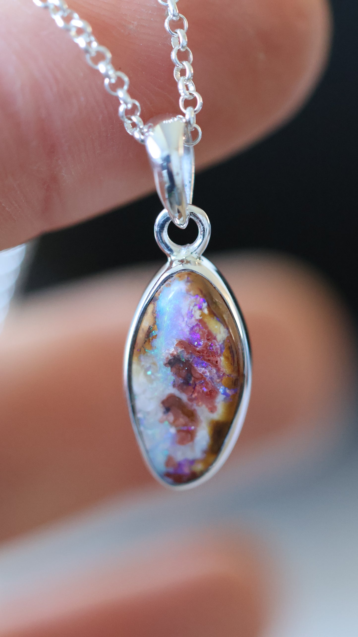 solid boulder opal pendant