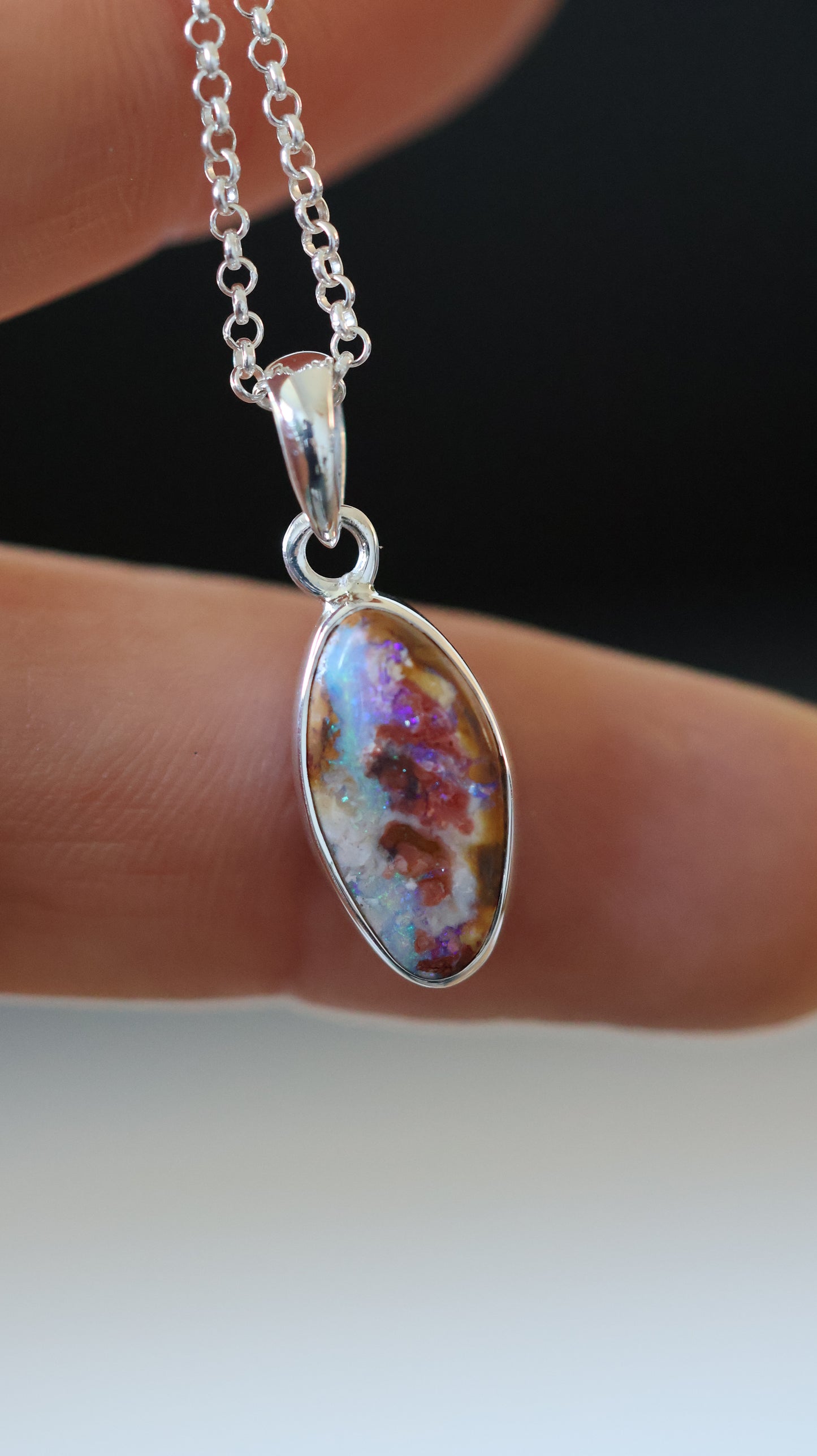 solid boulder opal pendant