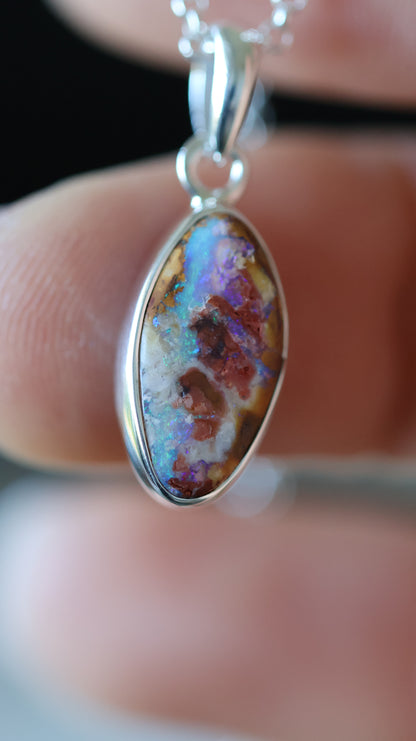 solid boulder opal pendant