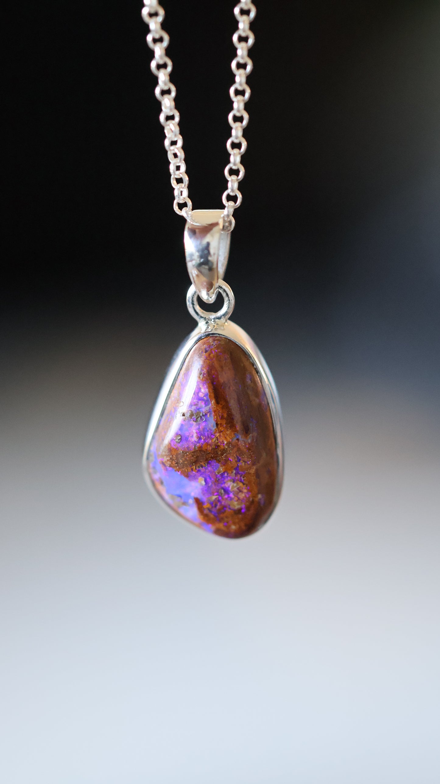 solid boulder opal pendant