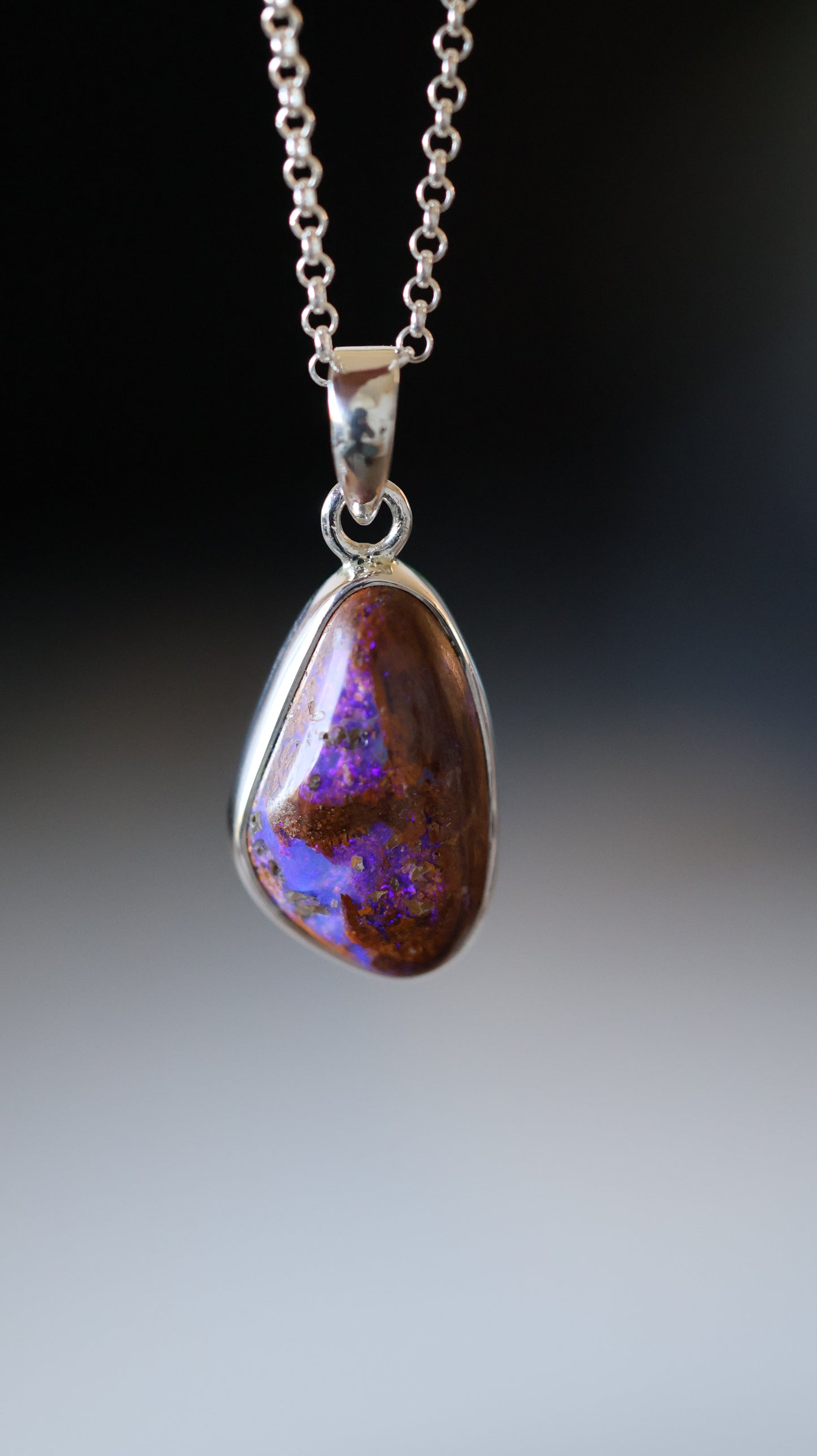 solid boulder opal pendant
