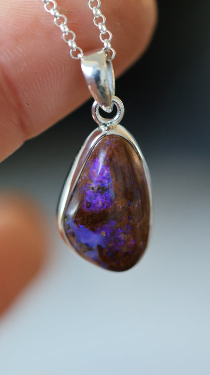 solid boulder opal pendant