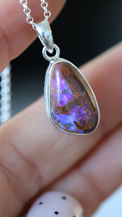 solid boulder opal pendant