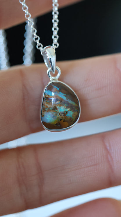 Solid Boulder Opal Pendant