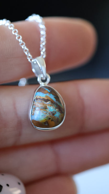 Solid Boulder Opal Pendant