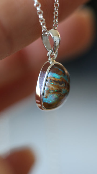 Solid Boulder Opal Pendant