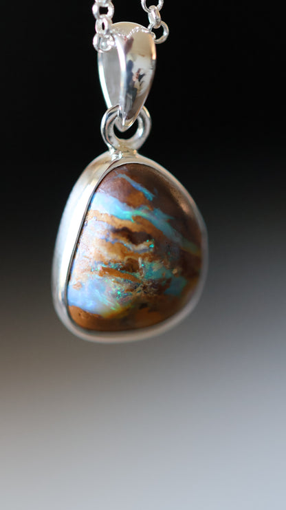 Solid Boulder Opal Pendant