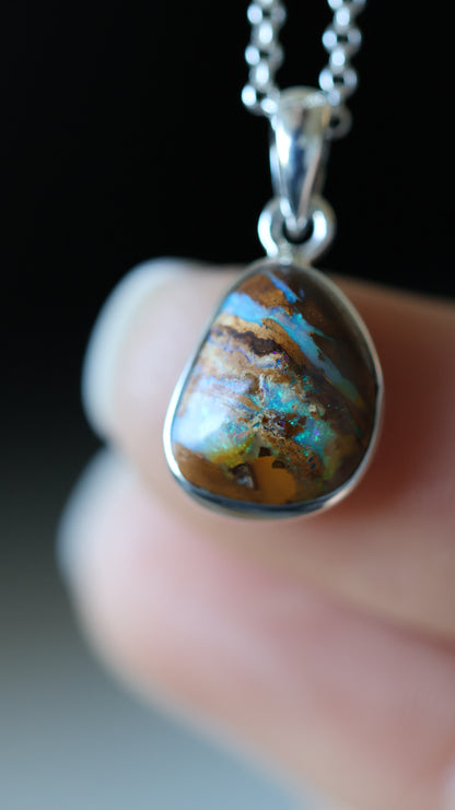 Solid Boulder Opal Pendant