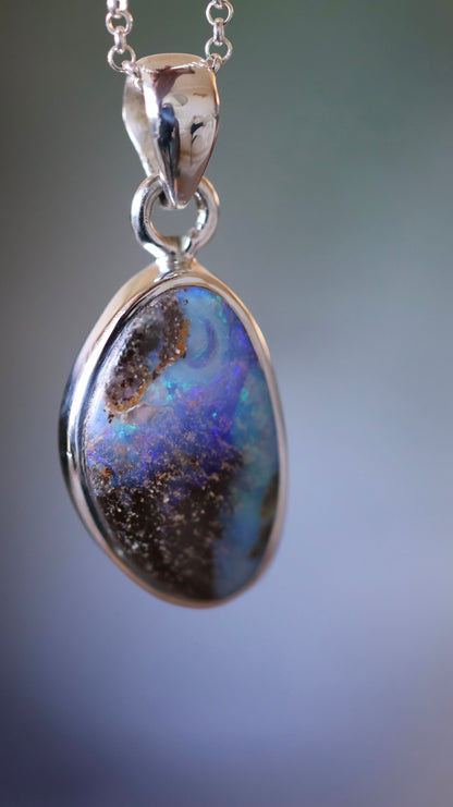 Solid Boulder Opal Pendant