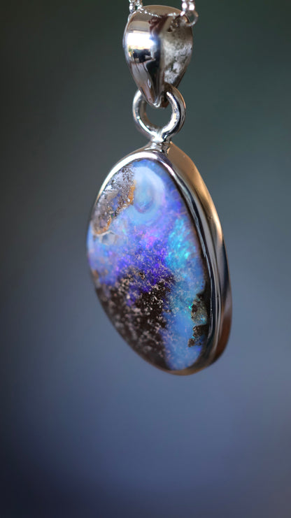 Solid Boulder Opal Pendant
