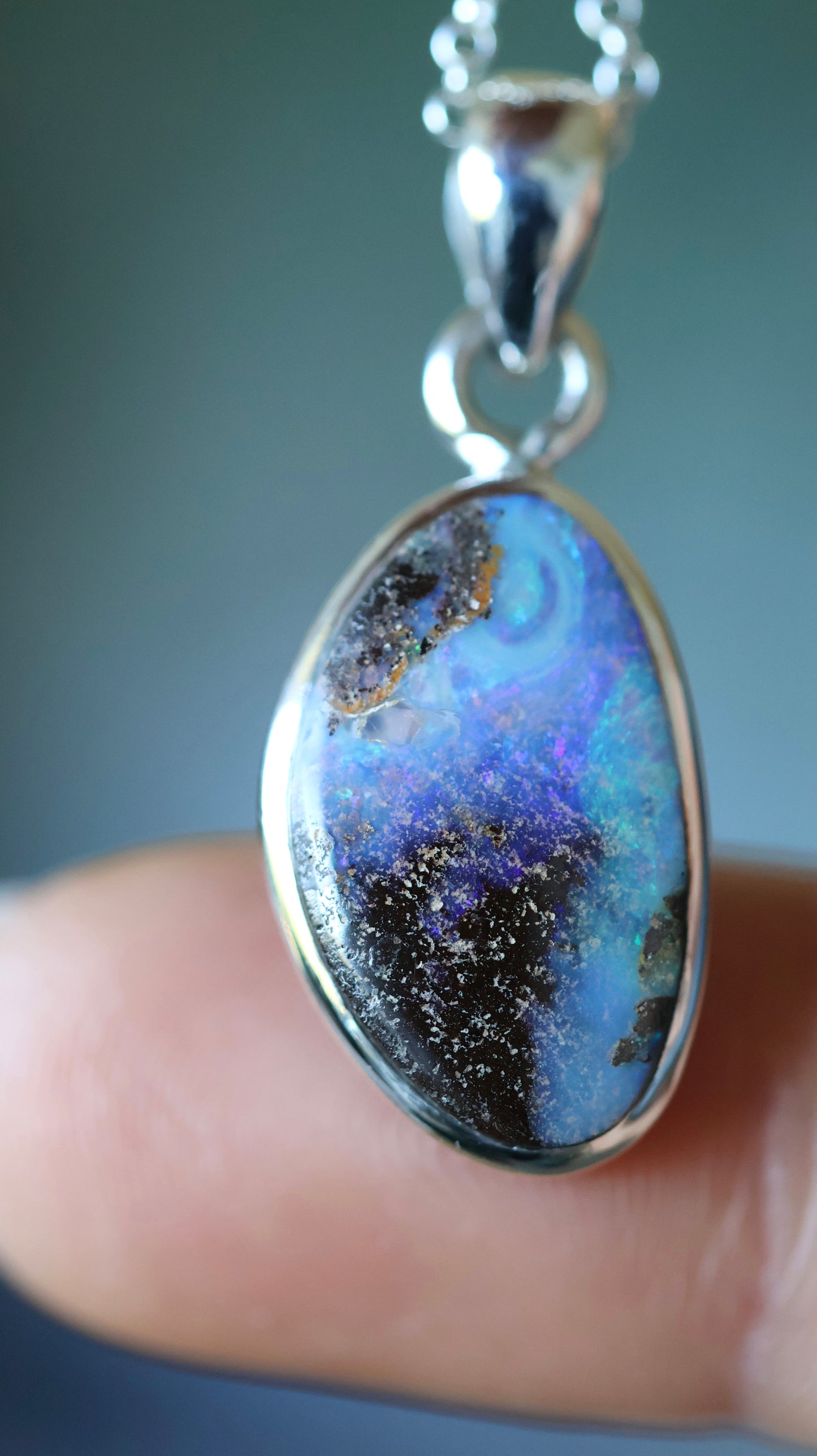 Solid Boulder Opal Pendant