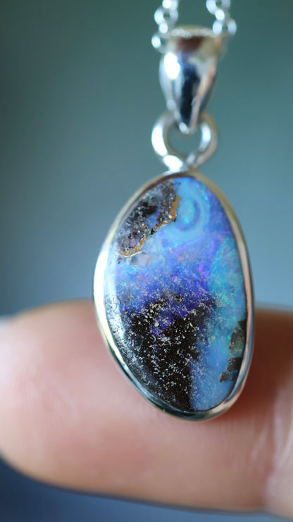 Solid Boulder Opal Pendant