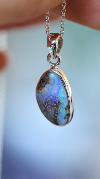 Solid Boulder Opal Pendant