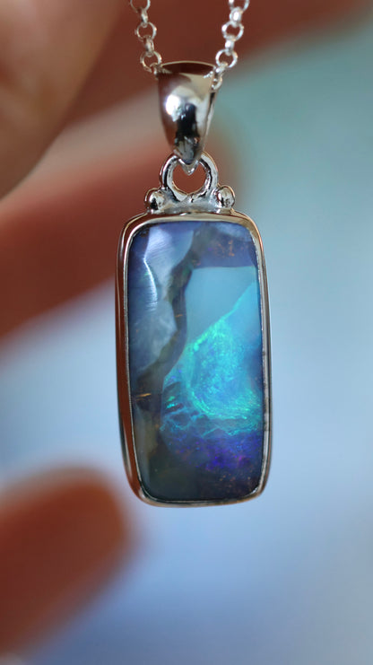 Solid Boulder Opal Pendant