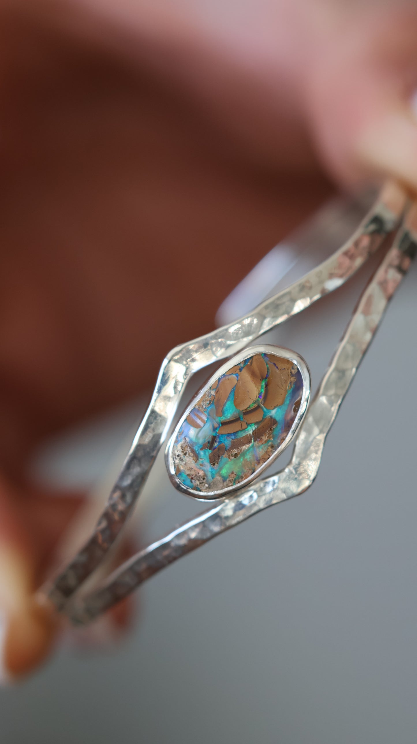 Solid Boulder Opal Cuff Bracelet