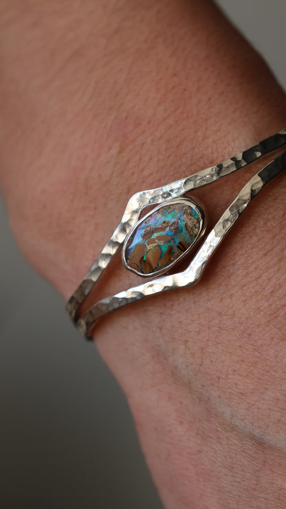 Solid Boulder Opal Cuff Bracelet