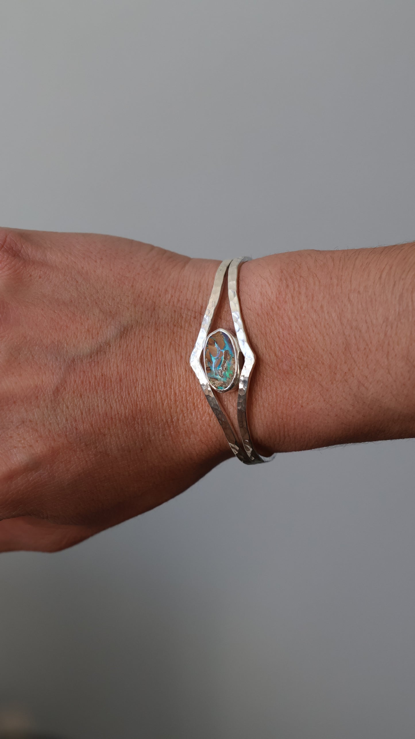 Solid Boulder Opal Cuff Bracelet