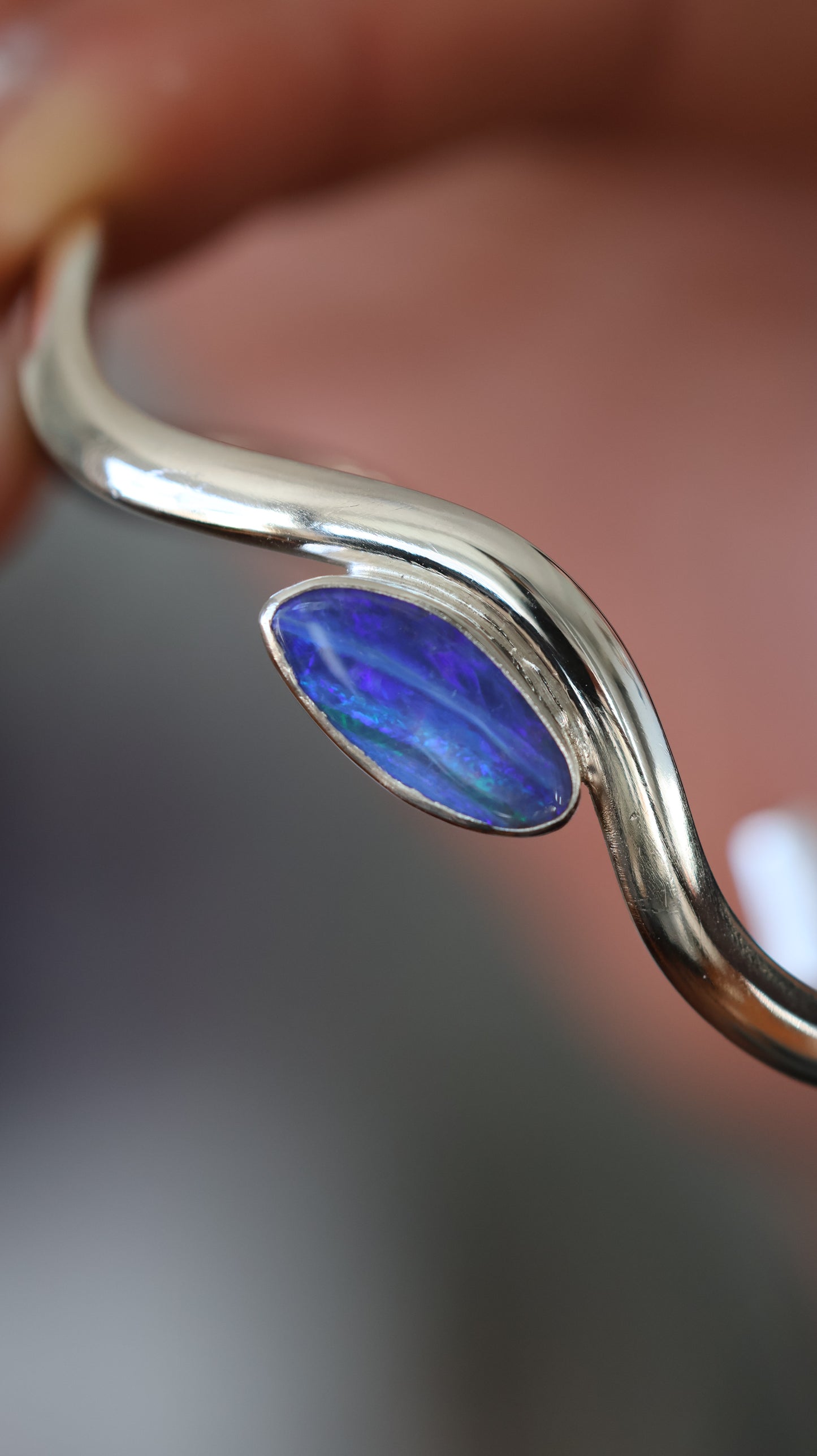 Wavy Boulder Opal Cuff