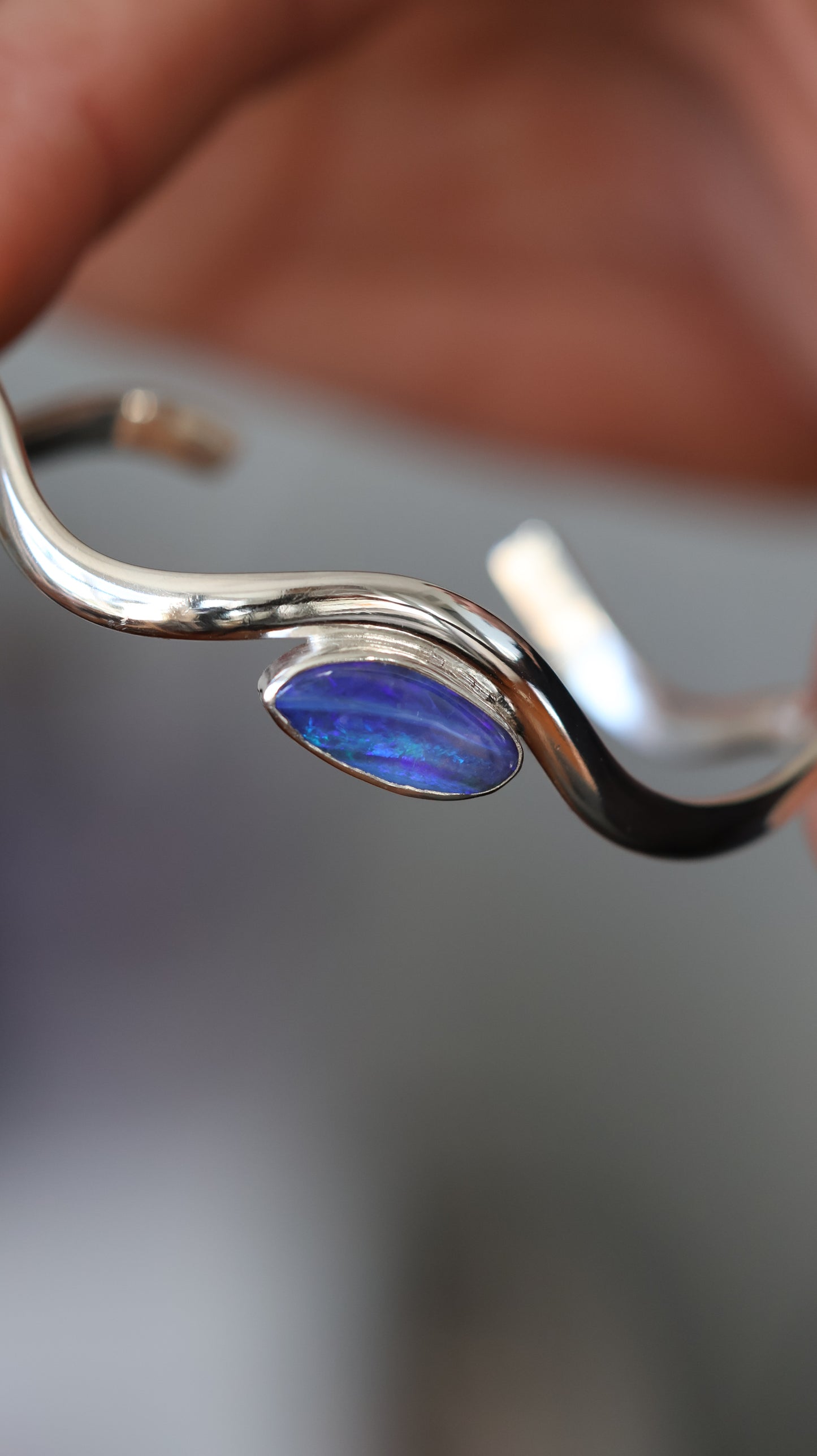 Wavy Boulder Opal Cuff