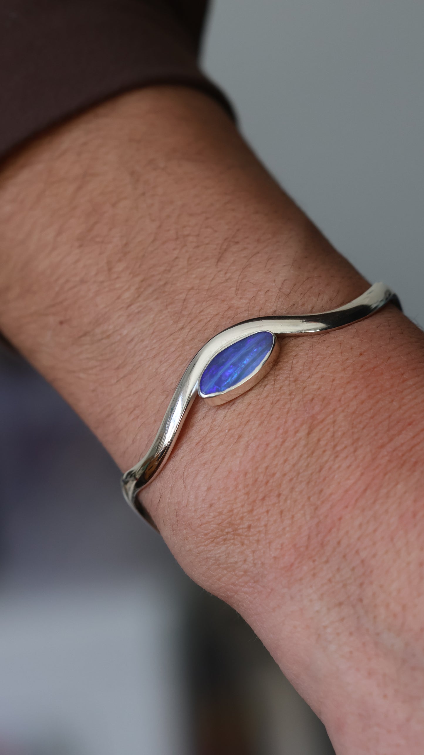Wavy Boulder Opal Cuff