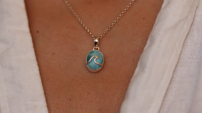 Oval Wave Larimar Necklace