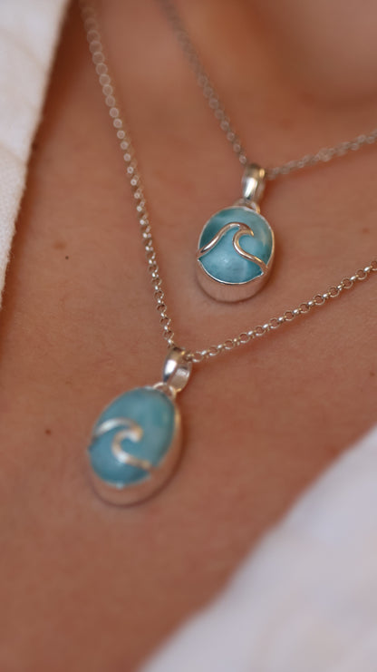 Oval Wave Larimar Necklace