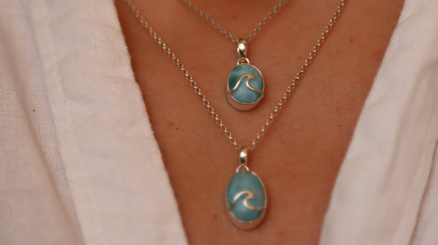 Oval Wave Larimar Necklace