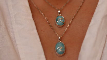 Oval Wave Larimar Necklace