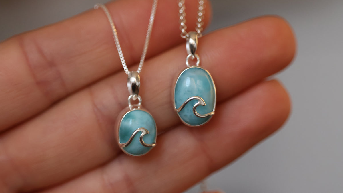 Oval Wave Larimar Necklace
