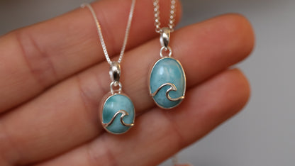 Oval Wave Larimar Necklace