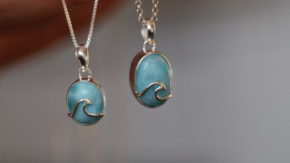 Oval Wave Larimar Necklace