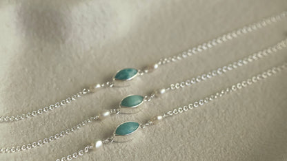 Pearl & Larimar Bracelet