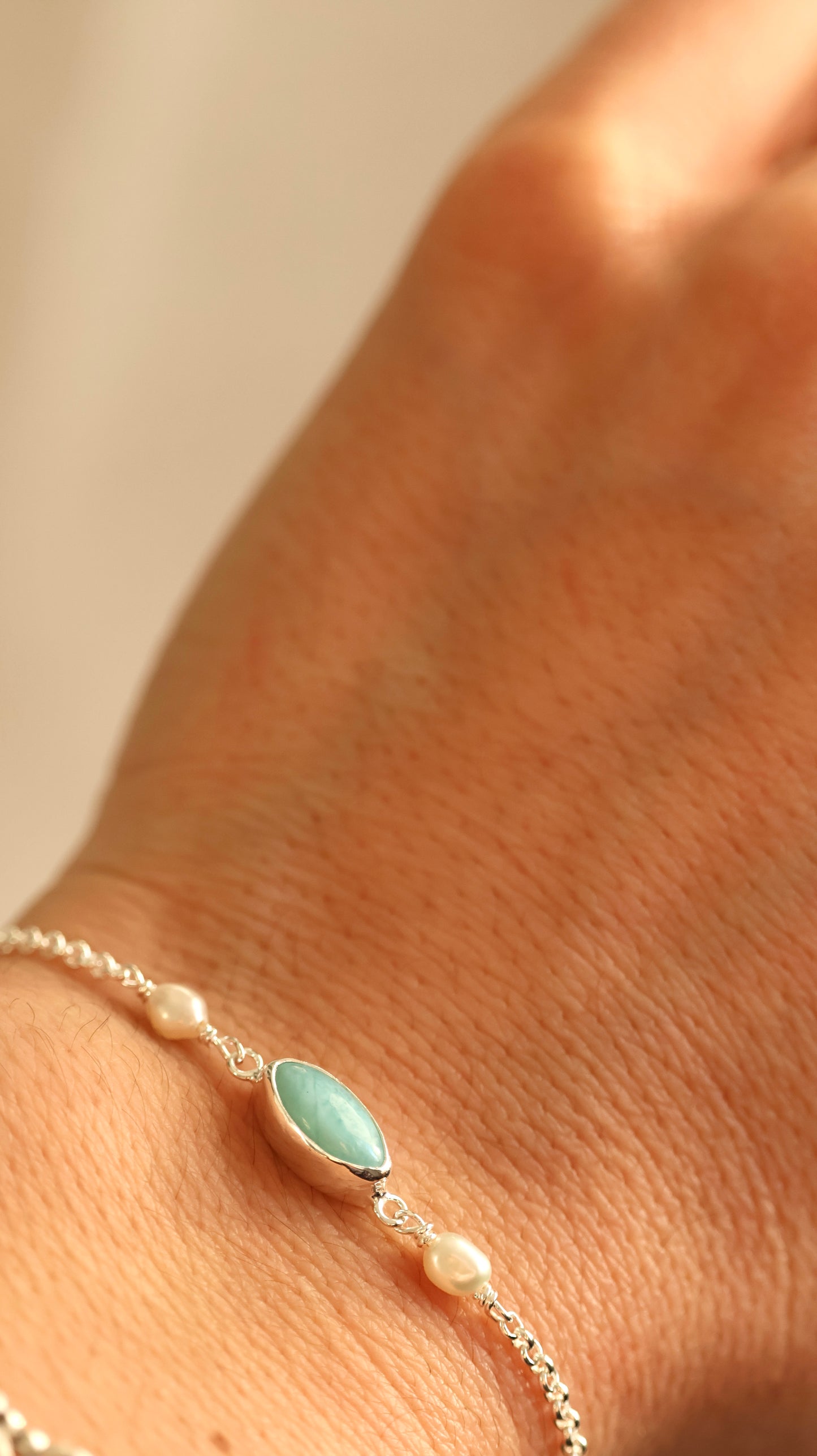Pearl & Larimar Bracelet