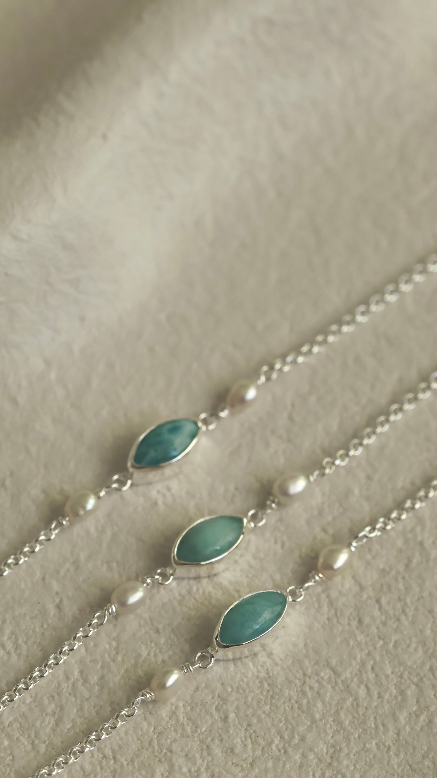 Pearl & Larimar Bracelet
