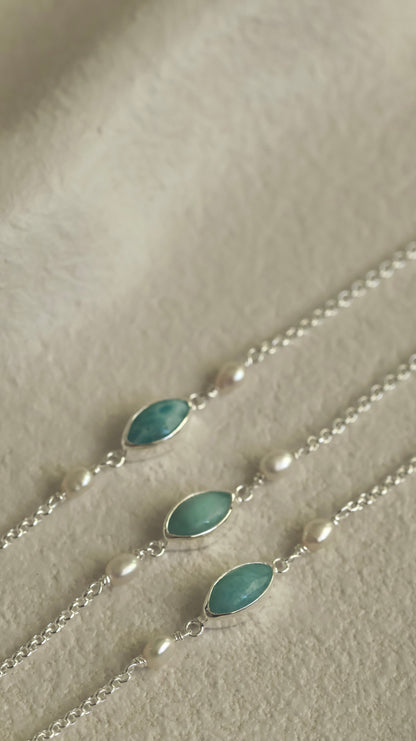 Pearl & Larimar Bracelet