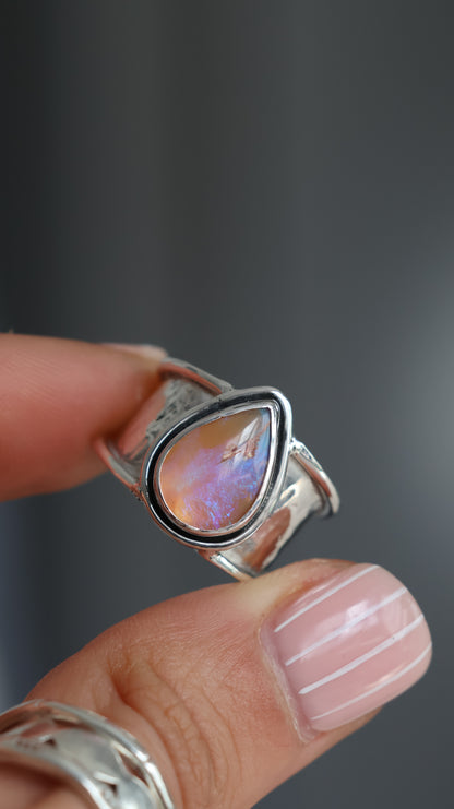 Sunset Solid Boulder Opal Ring