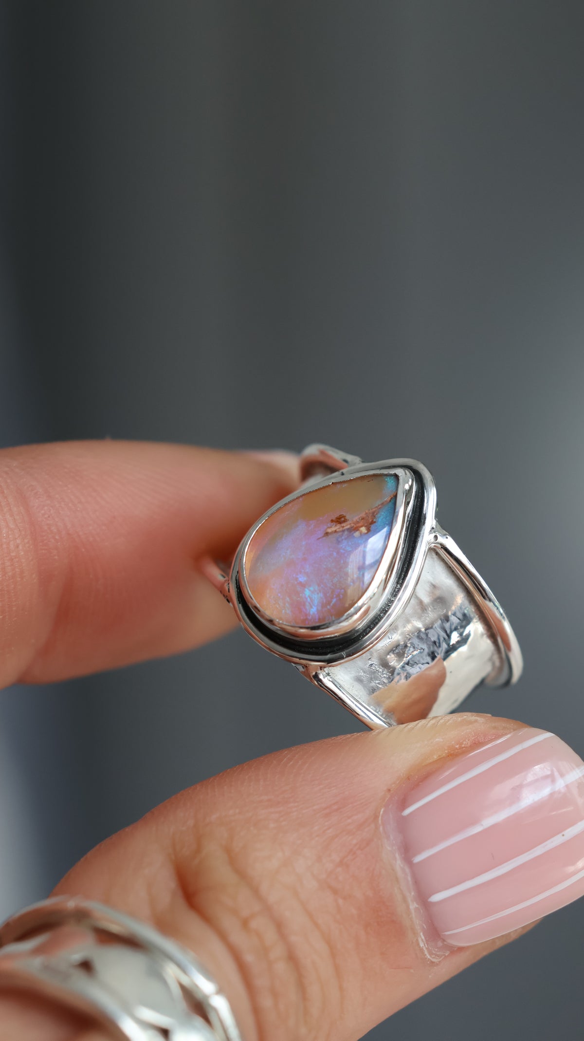 Sunset Solid Boulder Opal Ring