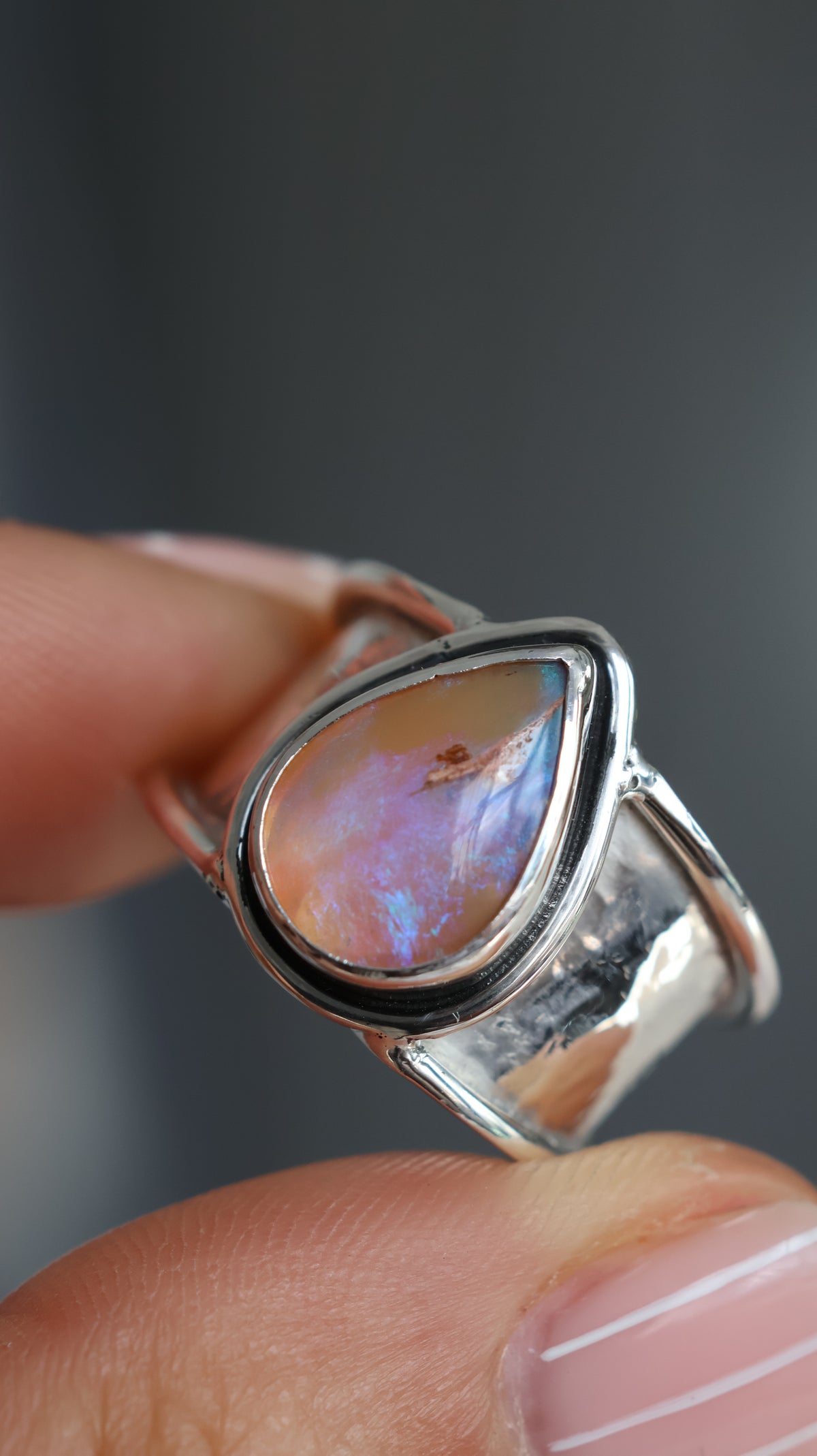 Sunset Solid Boulder Opal Ring