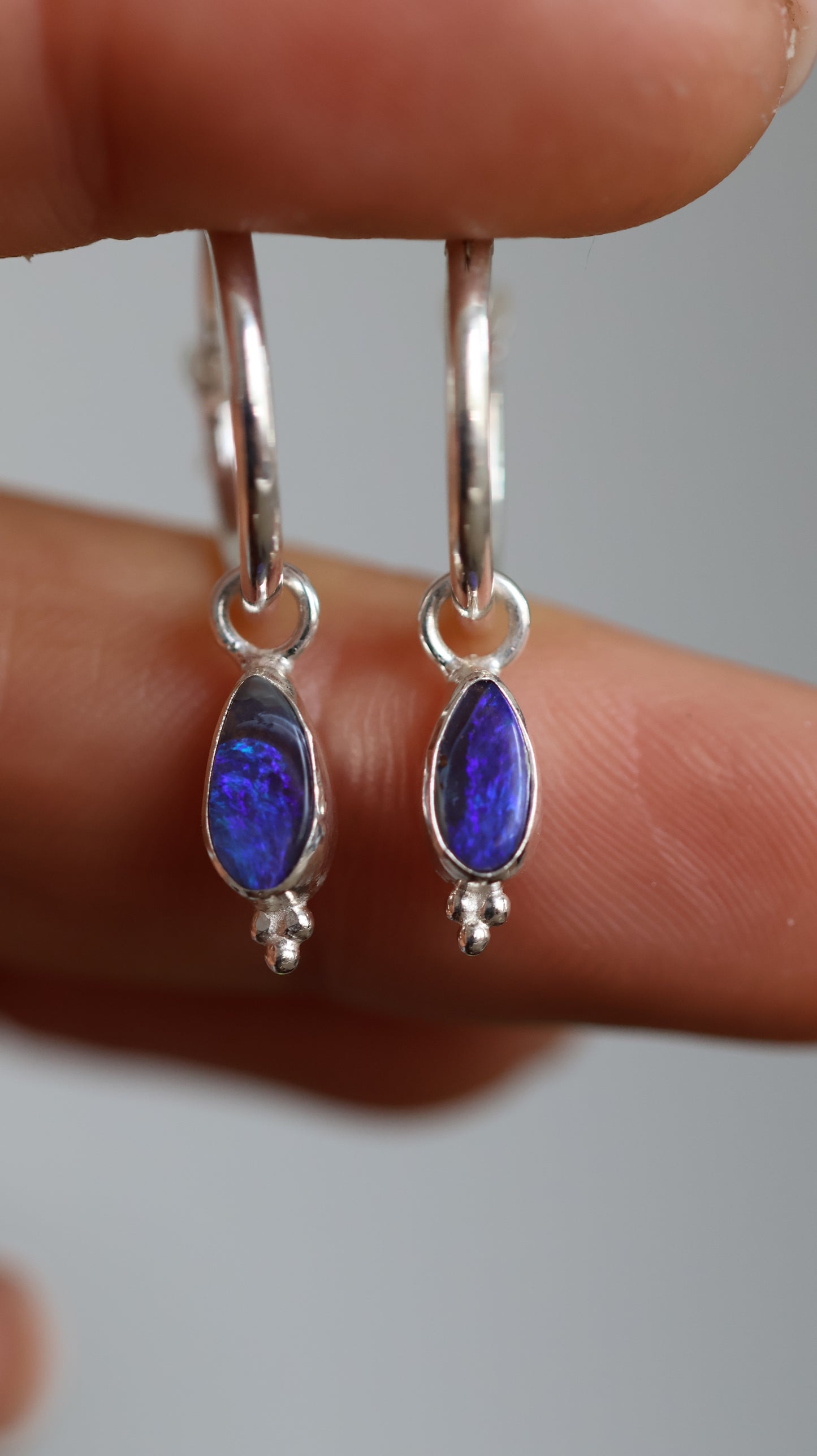 Solid Boulder Opal Hoop Earrings