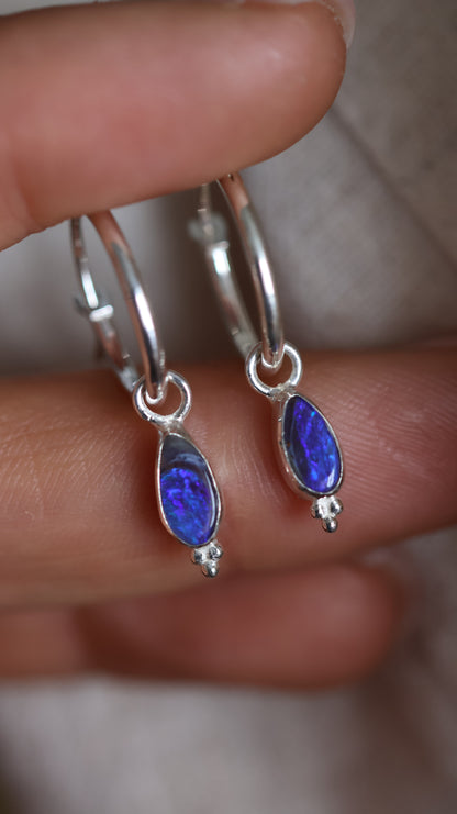 Solid Boulder Opal Hoop Earrings
